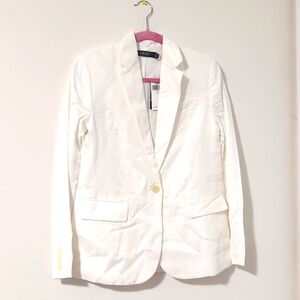 Lauren Ralph Lauren Women's White Linen-Blend Twill Blazer.